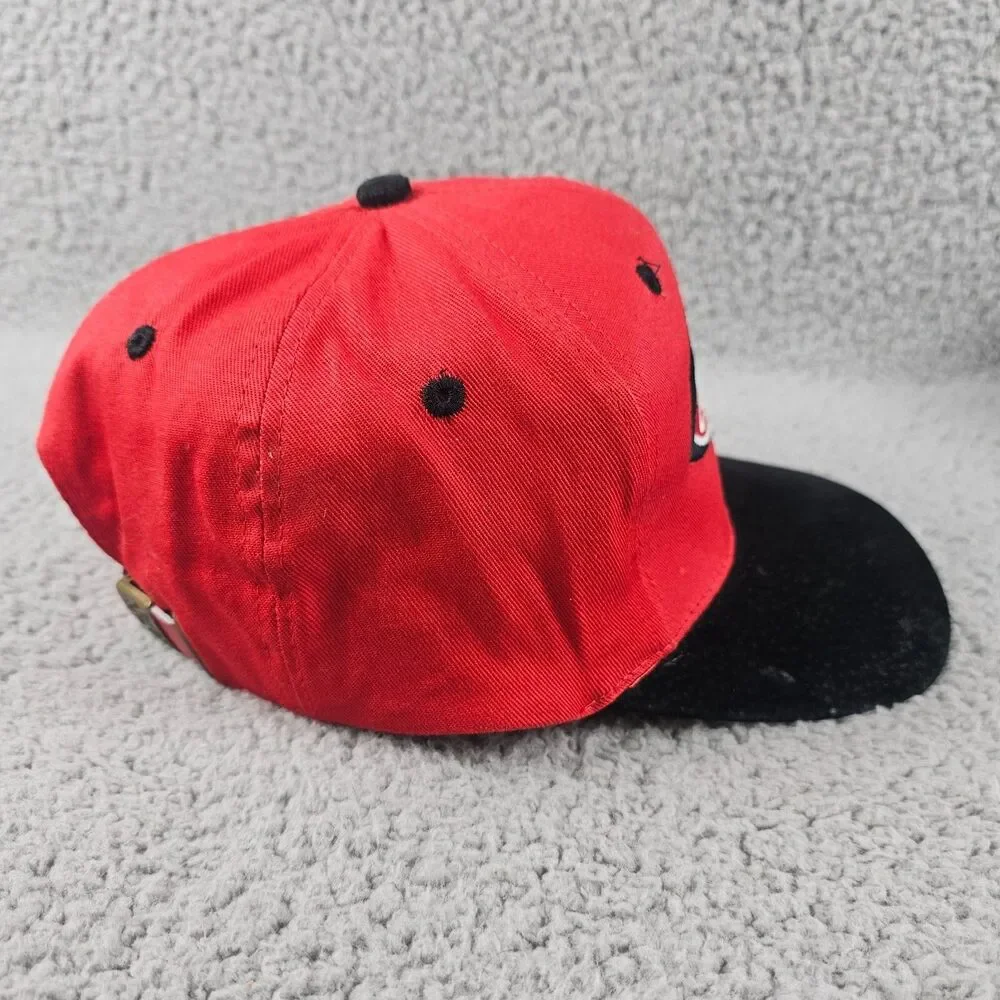 Vintage Coca Cola Hat Red Black Snapback Suede Bill Y2K 90s Embroidered Logo